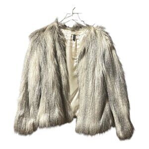 Divided for H&M Faux Fur Crop Jacket Gray Size 14 Coat
